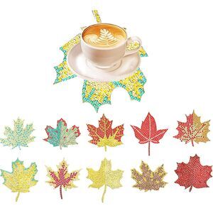 10 Pcs Leaf Diamond Art Coasters Kit